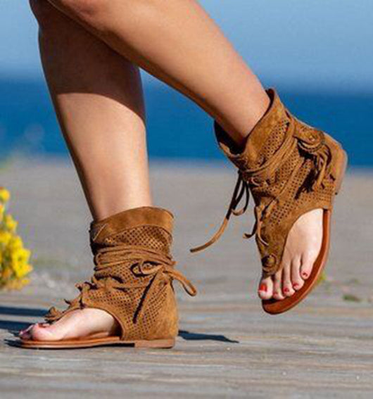 Sandalias Planas Cómodas con Flecos Esmerilados - Image 4