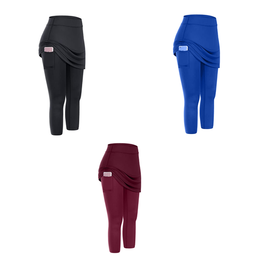 Leggings Capri Deportivos con Falda y Bolsillos para Mujer - Image 11