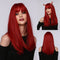 Peluca Recta Multicolor Rojo Marrón Negro con Flequillo Mediano