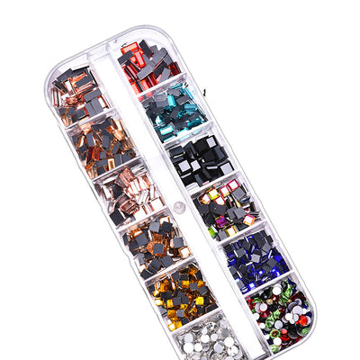 Organizador de Cristales Cuadrados Fondo Plano - Caja 12 Compartimentos para Diseño de Uñas - Image 6