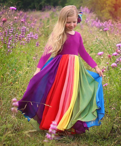 Vestido Infantil Arcoíris de Algodón con Mangas Largas - Image 17