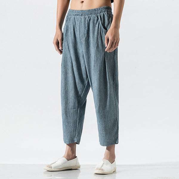 Pantalones Harem Sueltos Estilo Chino - Algodón Lino Transpirable Talla Grande