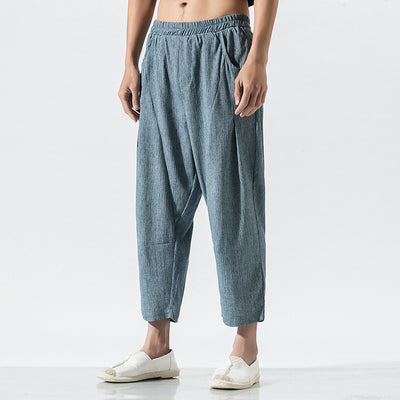 Pantalones Harem Sueltos Estilo Chino - Algodón Lino Transpirable Talla Grande