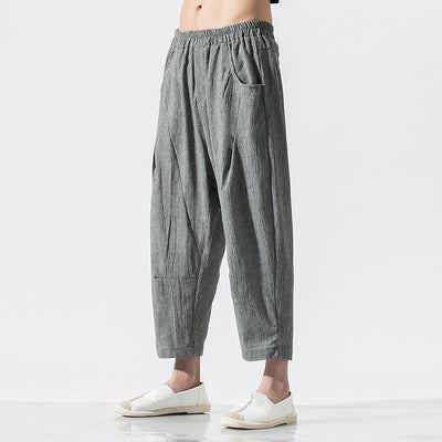 Pantalones Harem Sueltos Estilo Chino - Algodón Lino Transpirable Talla Grande - Image 3