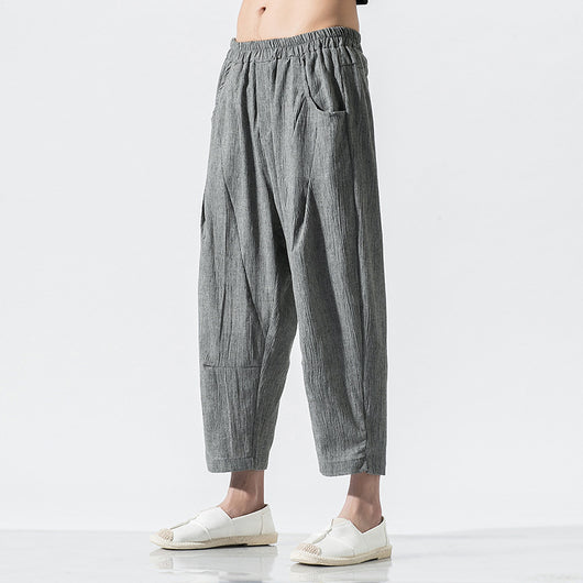 Pantalones Harem Sueltos Estilo Chino - Algodón Lino Transpirable Talla Grande - Image 3