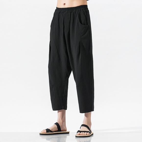 Pantalones Harem Sueltos Estilo Chino - Algodón Lino Transpirable Talla Grande