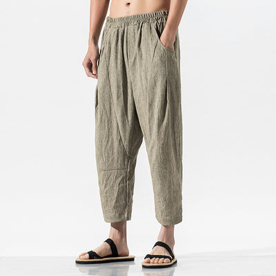 Pantalones Harem Sueltos Estilo Chino - Algodón Lino Transpirable Talla Grande - Image 5