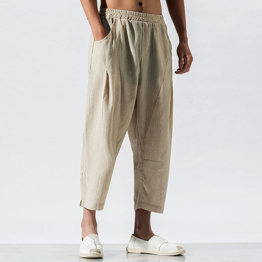 Pantalones Harem Sueltos Estilo Chino - Algodón Lino Transpirable Talla Grande - Image 4
