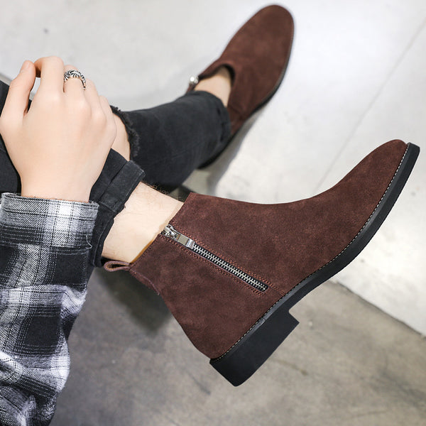 Botas de Cuero Estilo Británico Caña Media para Otoño