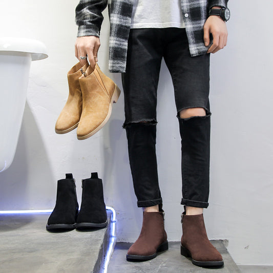 Botas de Cuero Estilo Británico Caña Media para Otoño