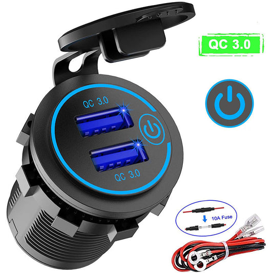 Cargador Rápido Dual para Moto, Bote y Auto
