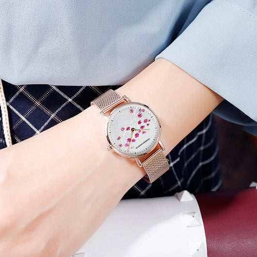 Reloj Elegante Flor de Cerezo Oro Rosado para Estudiantes y Mujeres - Image 9