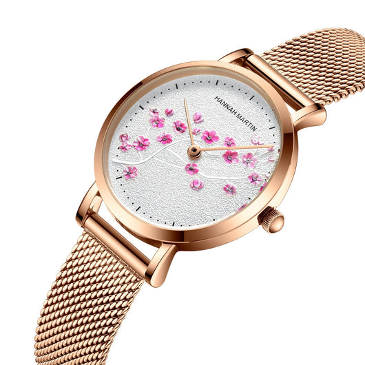 Reloj Elegante Flor de Cerezo Oro Rosado para Estudiantes y Mujeres - Image 5