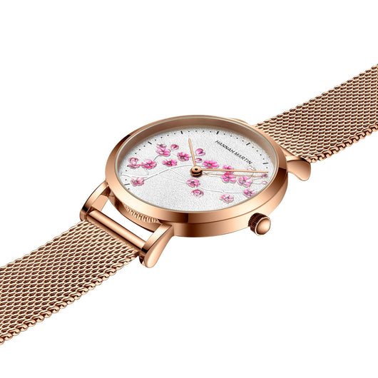 Reloj Elegante Flor de Cerezo Oro Rosado para Estudiantes y Mujeres - Image 3