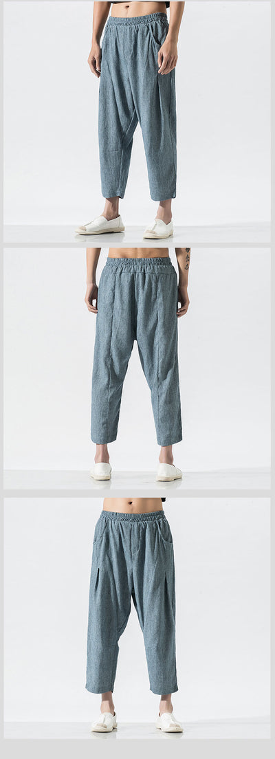 Pantalones Harem Sueltos Estilo Chino - Algodón Lino Transpirable Talla Grande - Image 7