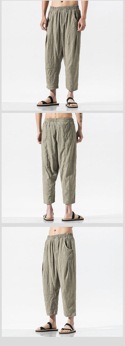 Pantalones Harem Sueltos Estilo Chino - Algodón Lino Transpirable Talla Grande - Image 10