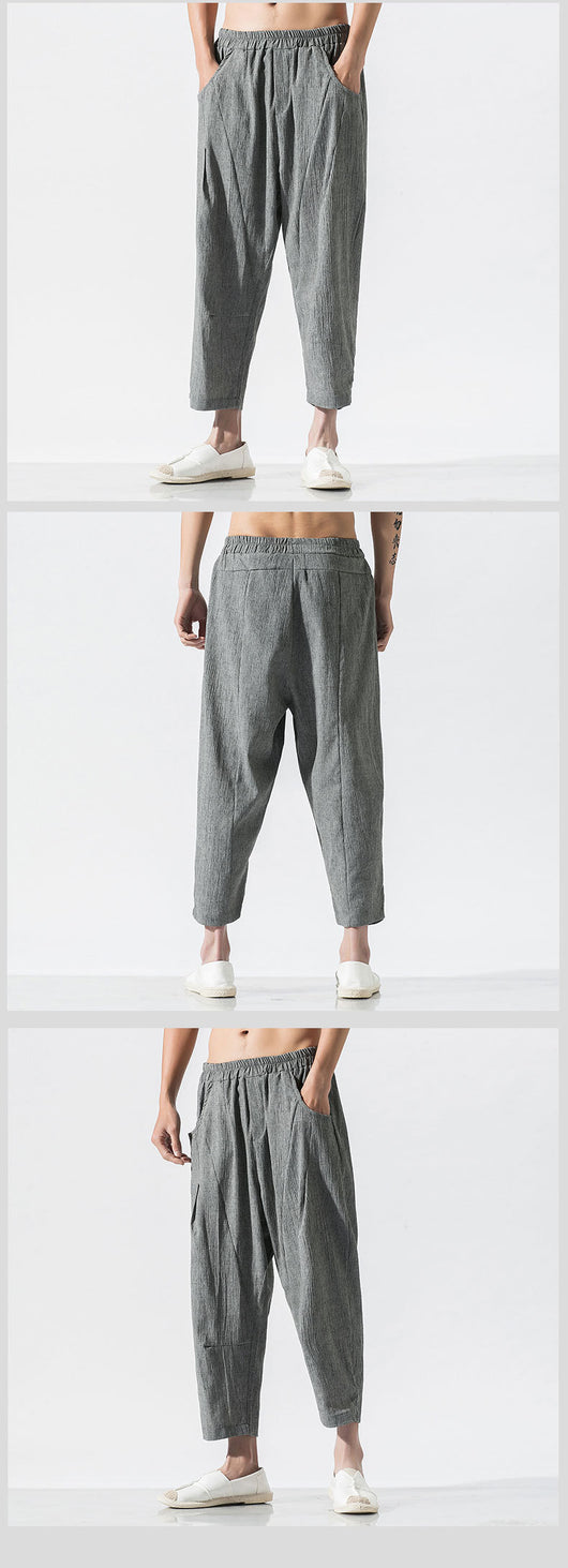 Pantalones Harem Sueltos Estilo Chino - Algodón Lino Transpirable Talla Grande - Image 8