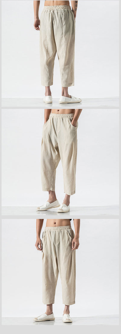 Pantalones Harem Sueltos Estilo Chino - Algodón Lino Transpirable Talla Grande - Image 11
