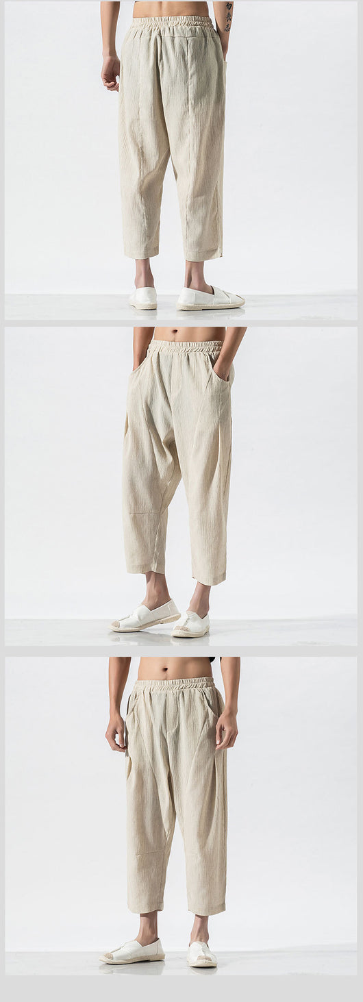 Pantalones Harem Sueltos Estilo Chino - Algodón Lino Transpirable Talla Grande - Image 11