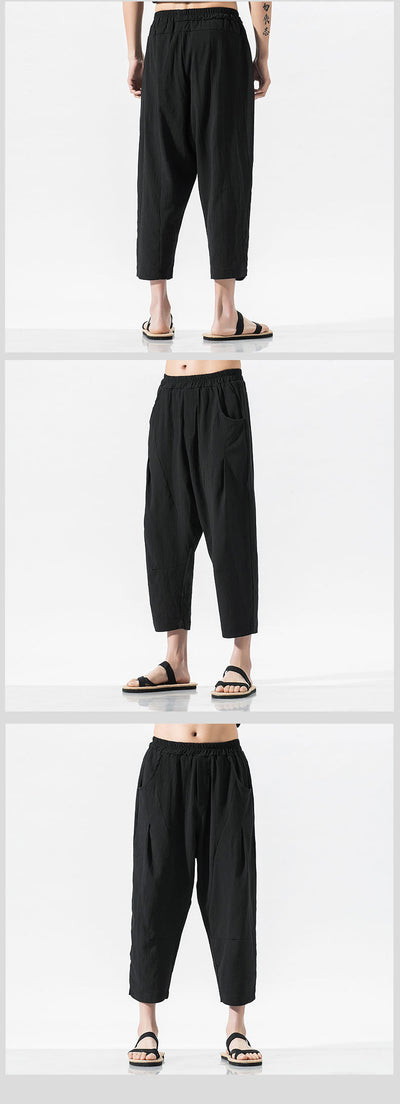 Pantalones Harem Sueltos Estilo Chino - Algodón Lino Transpirable Talla Grande - Image 9
