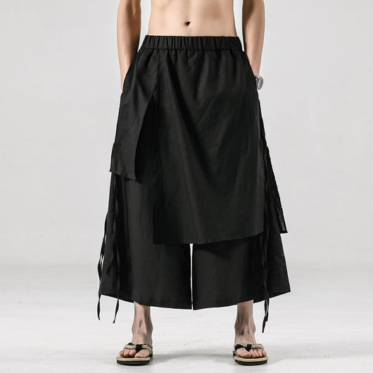 Pantalones Cortos Lino Retro de Color Sólido para Hombre - Image 8