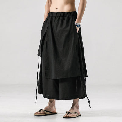 Pantalones Cortos Lino Retro de Color Sólido para Hombre - Image 5