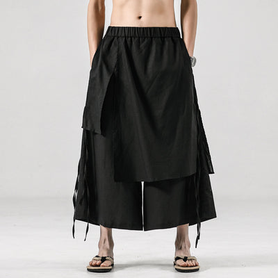 Pantalones Cortos Lino Retro de Color Sólido para Hombre - Image 3