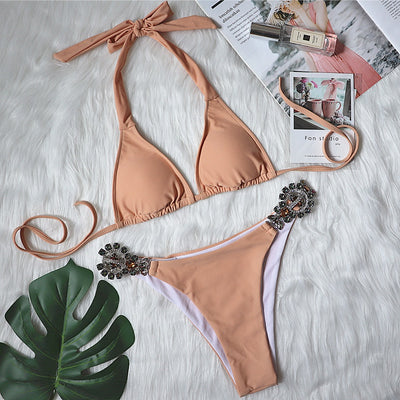 Bikini Lujo Dividido con Cristales de Diamante y Tirantes Ajustables - Image 16