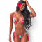 Bikini Rojo Estampado con Corte Lateral