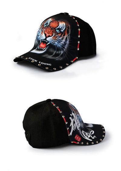 Gorra de Béisbol Negra para Hombre con Cabeza de Tigre Verde - Image 6