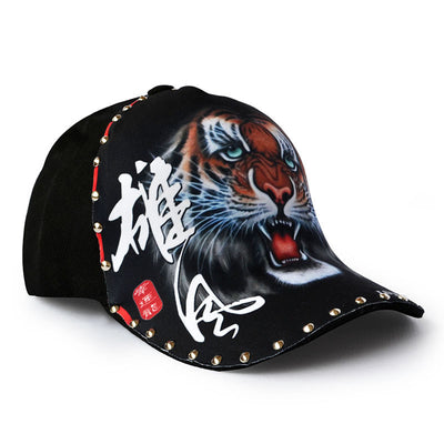 Gorra de Béisbol Negra para Hombre con Cabeza de Tigre Verde - Image 3