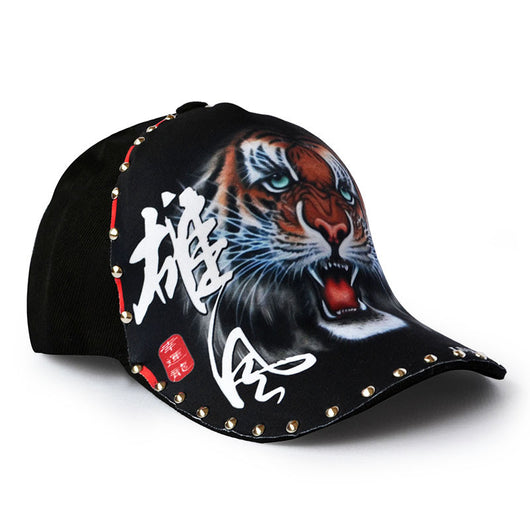 Gorra de Béisbol Negra para Hombre con Cabeza de Tigre Verde - Image 3