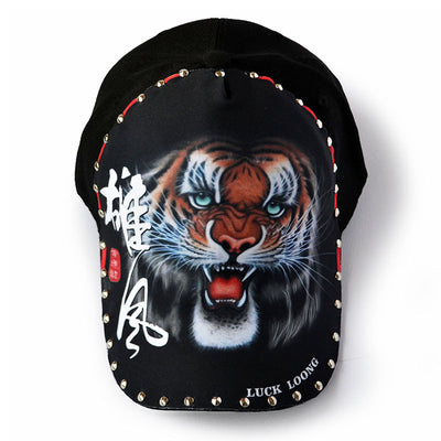 Gorra de Béisbol Negra para Hombre con Cabeza de Tigre Verde - Image 4