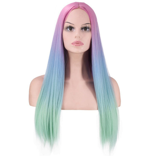 Peluca Larga Degradada con Cabello Liso y Efecto Tie-Dye - Image 7