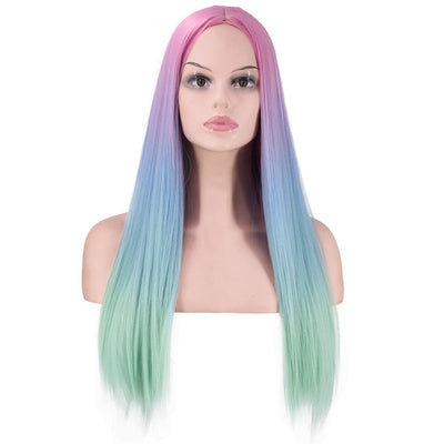 Peluca Larga Degradada con Cabello Liso y Efecto Tie-Dye - Image 3