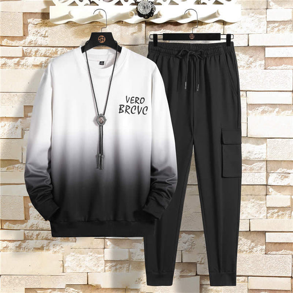 Suéter Cómodo de Cuello Redondo y Pantalones Largos Estilo Coreano para Hombre