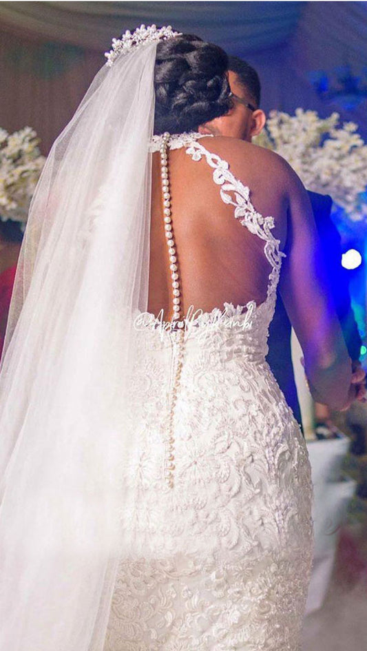 Vestido de Novia Sirena con Botones de Perla y Cola Espectacular - Image 2