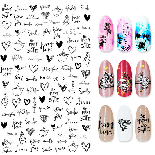 Stickers de Uñas Flores de Verano y Amor - Decoraciones de Uñas Adhesivas