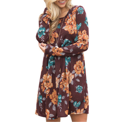 Vestido Floral Elegante para Mujer Manga Larga Cintura Alta Escote Redondo - Image 19