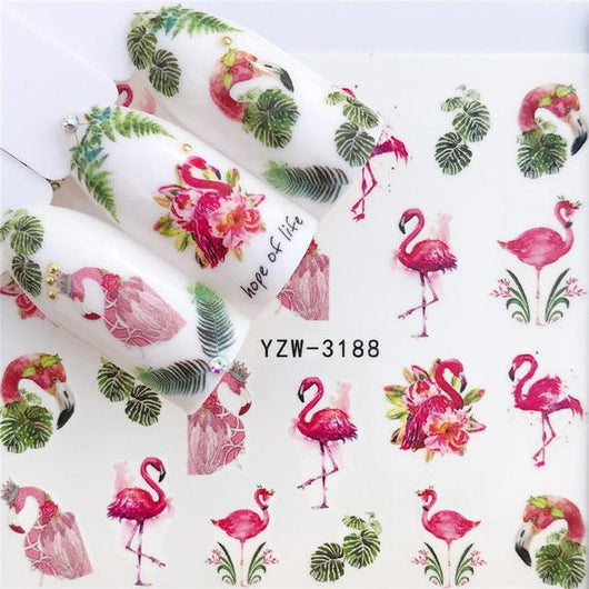 Calcomanías de Agua para Uñas Serie Flamencos y Frutas - 32 Diseños - Image 14