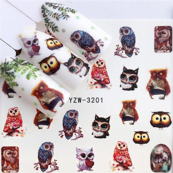 Calcomanías de Agua para Uñas Serie Flamencos y Frutas - 32 Diseños