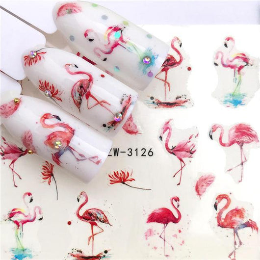 Calcomanías de Agua para Uñas Serie Flamencos y Frutas - 32 Diseños - Image 6