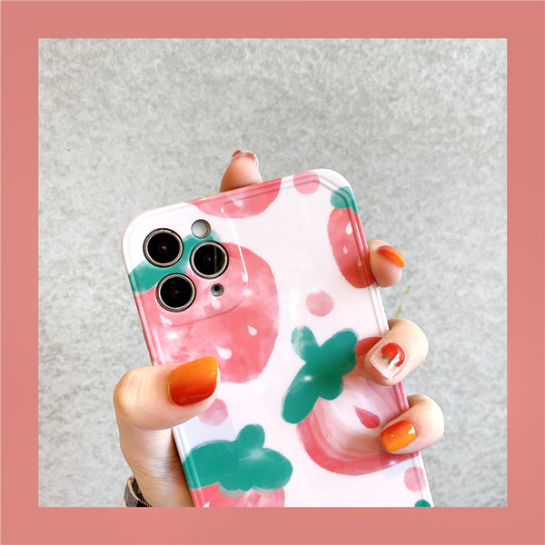 Funda para iPhone con Diseño de Fresa - Protección Total Antigolpes