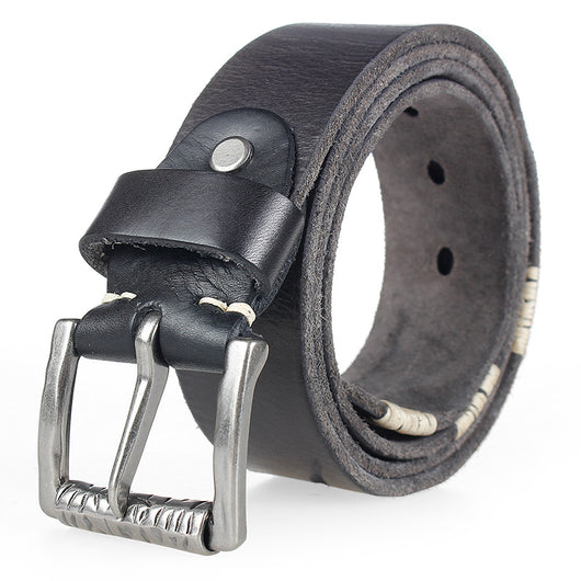 Cinturón Retro de Cuero Vacuno Lavado Primera Capa para Hombre - Image 9