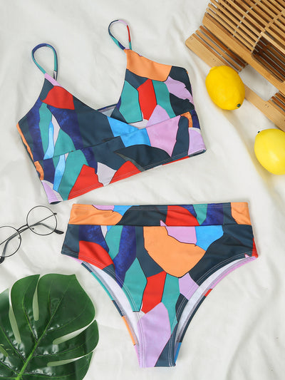 Traje de Baño Bikini Escotado con Estampado Geométrico - Image 7