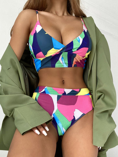 Traje de Baño Bikini Escotado con Estampado Geométrico - Image 3