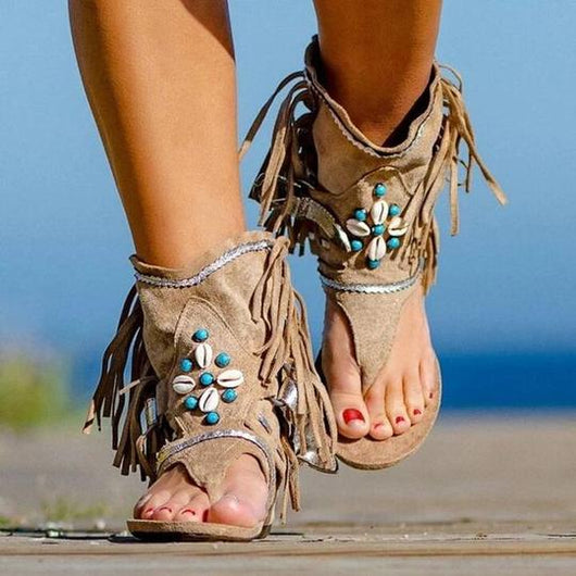 Sandalias de Playa para Mujer con Flecos y Cuentas - Image 7