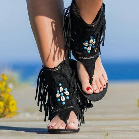 Sandalias de Playa para Mujer con Flecos y Cuentas - Image 8
