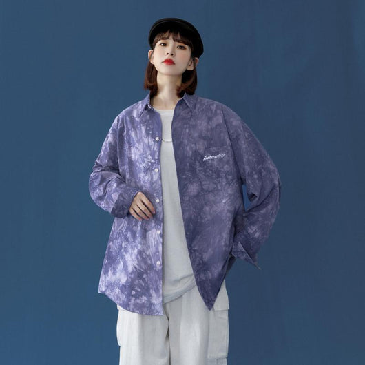 Blusa Tie-Dye Morada de Manga Larga para Mujer - Otoño Temprano - Image 10