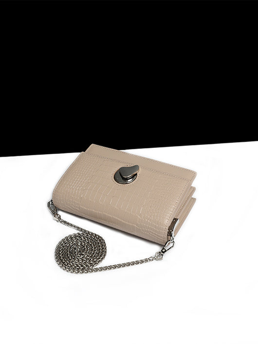 Bolso de Cuero Pequeño con Cadena - Bandolera Cuadrada para Mujer - Image 4
